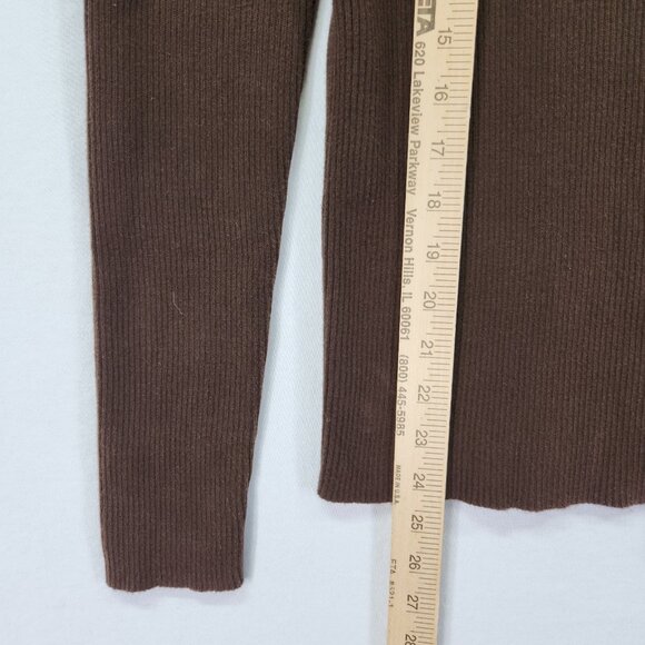 Lauren Ralph Lauren Women's Ribbed Turtleneck Size Large Embroidered Logo Brown - Picture 6 of 9